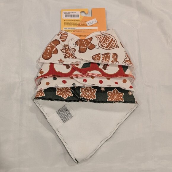 NWT Copper Pearl Bandana Drool Bibs SET of 4 ("Gingerbread" Christmas Patterns) - Picture 6 of 8